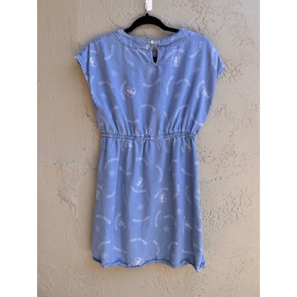 Hush Puppies Camden Dog Logo Print Elastic Waist Pockets Dress MEDIUM Retro - Picture 7 of 10